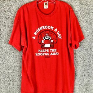 Mario Bros Mushroom Koopas Graphic Tee Shirt 2004 XL Religious Nintendo Game Top